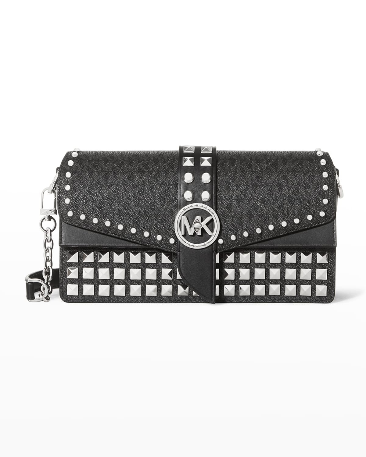 Greenwich Medium Stud Monogram Shoulder Bag | Neiman Marcus