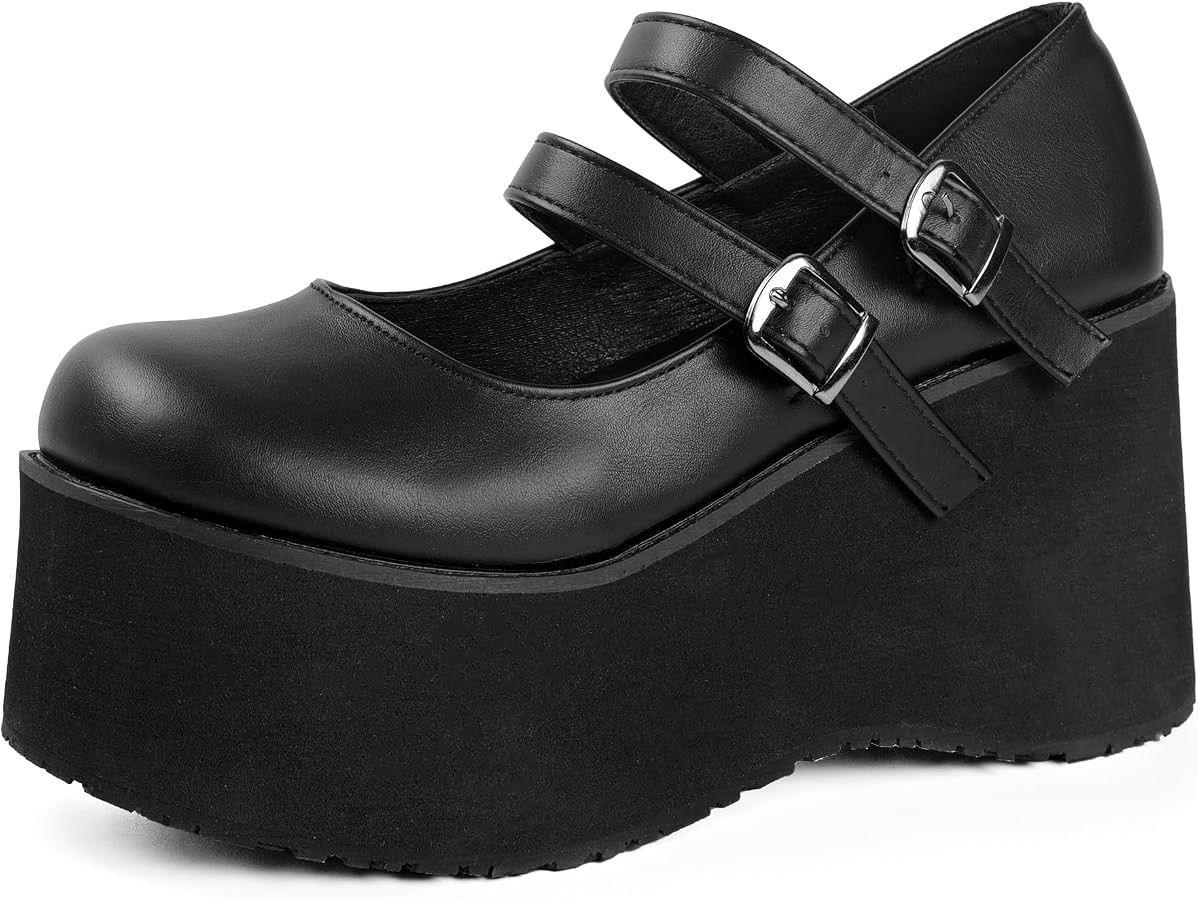 Gothniero Womens Black Platform Mary Janes Goth Lolita Chunky Heel Pumps Gothic Cute Dress Shoes ... | Amazon (US)