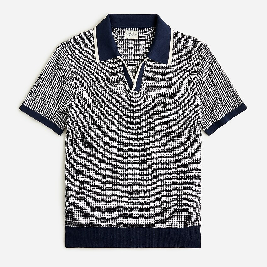 Ribbed cotton short-sleeve johnny-collar sweater | J. Crew US