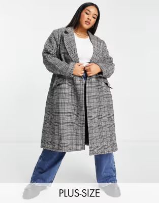 Ever New Curve tailored coat in gray check | ASOS (Global)