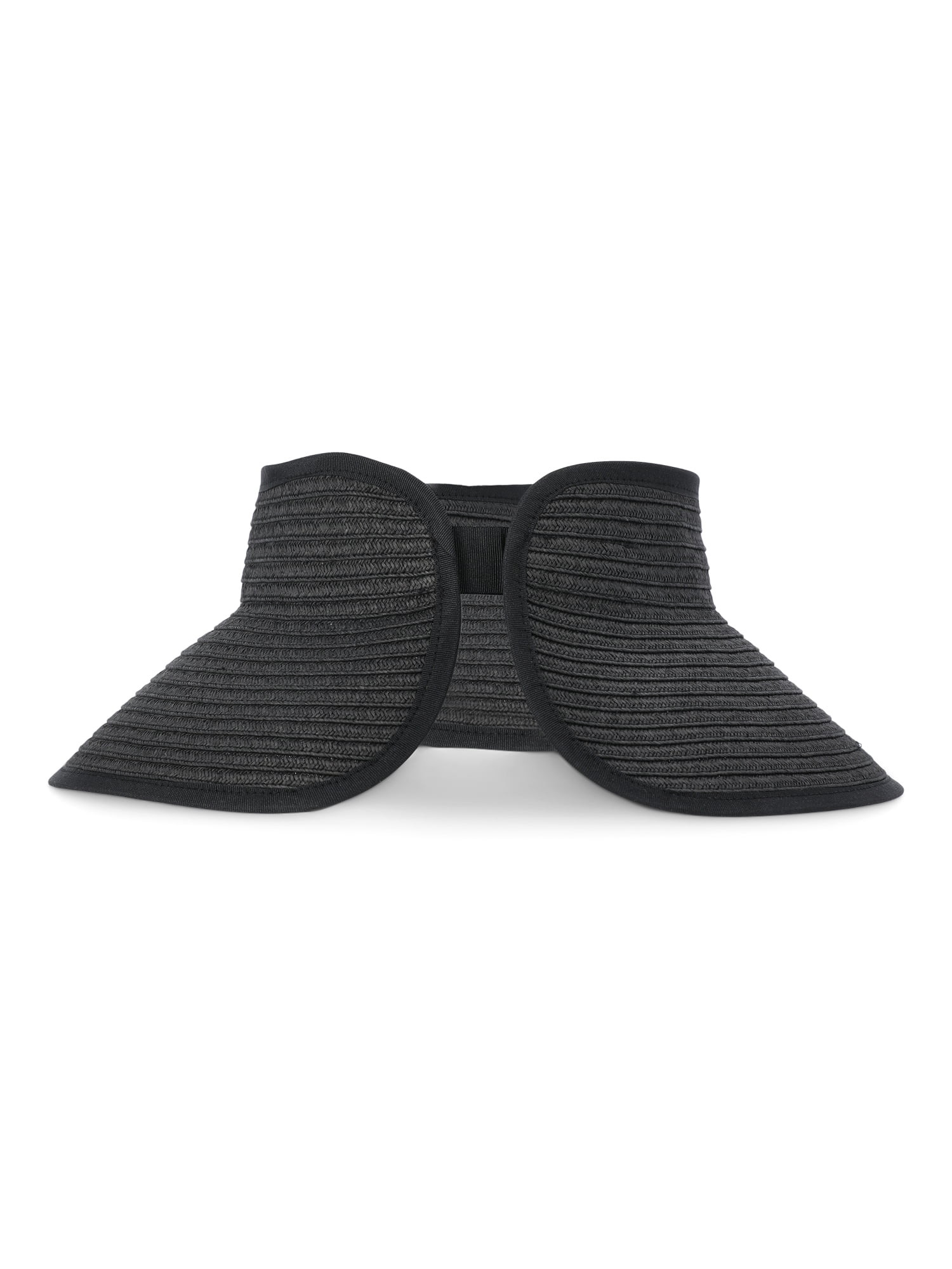 Time and Tru Women's Packable Straw Visor Hat, Black | Walmart (US)