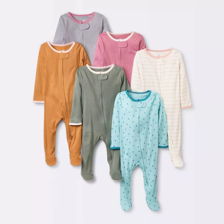 Baby 6pk Zip-Up Sleep N' Play - Cloud Island™ Brown | Target