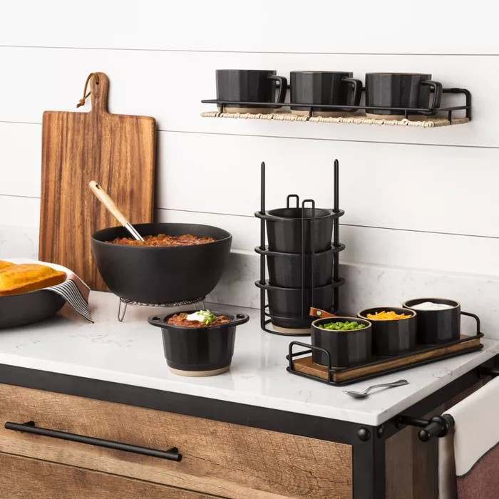 Stoneware Serve Bowl Black - Hearth & Hand™ with Magnolia | Target