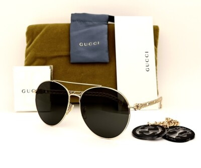 New Gucci Sunglasses GG 0725S 011 Gold 61-16-135 With Case | eBay US