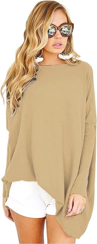Women's Tunic Tops for Leggings Oversized Shirts Casual Batwing Long Sleeve Loose Pullover Tops T... | Amazon (US)