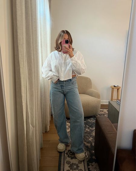 Size down a size or two  in jeans! Top size M tts. Love these Gucci clogs I’ve worn soo many times over the past two years they’re comfy and go with anything!! 