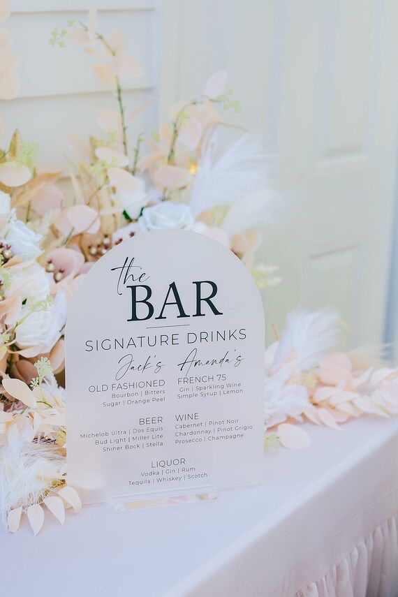 ARCH Bar Menu Signature Cocktails Custom Clear Glass Look - Etsy | Etsy (US)