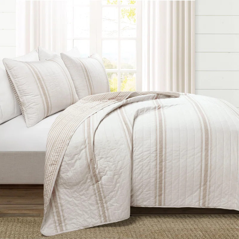 Birch Lane™ Gilroy Farmhouse Standard Cotton Reversible 3 Piece Quilt Set & Reviews | Wayfair | Wayfair North America