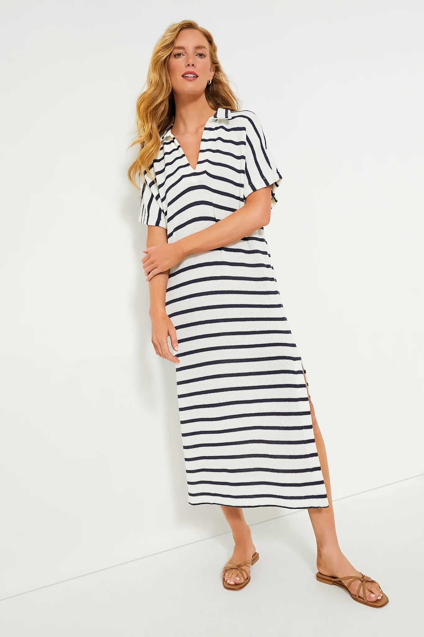 French Stripe Knit Maren Polo Dress | Tuckernuck (US)