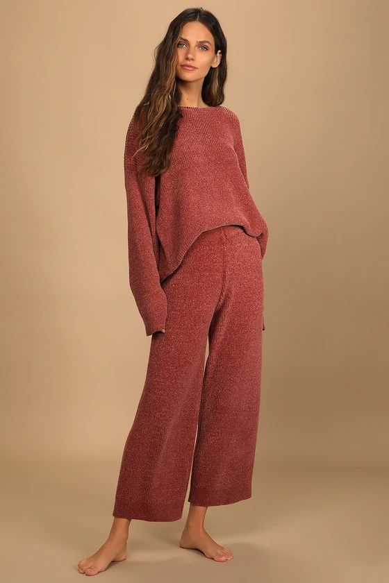 Comfy Cutie Rusty Rose Chenille Sweater Pants | Lulus (US)