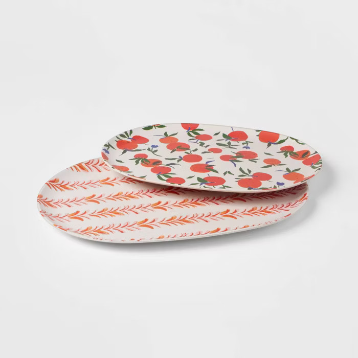 2pc Bamboo Melamine  Floral Serving Platter - Opalhouse™ | Target