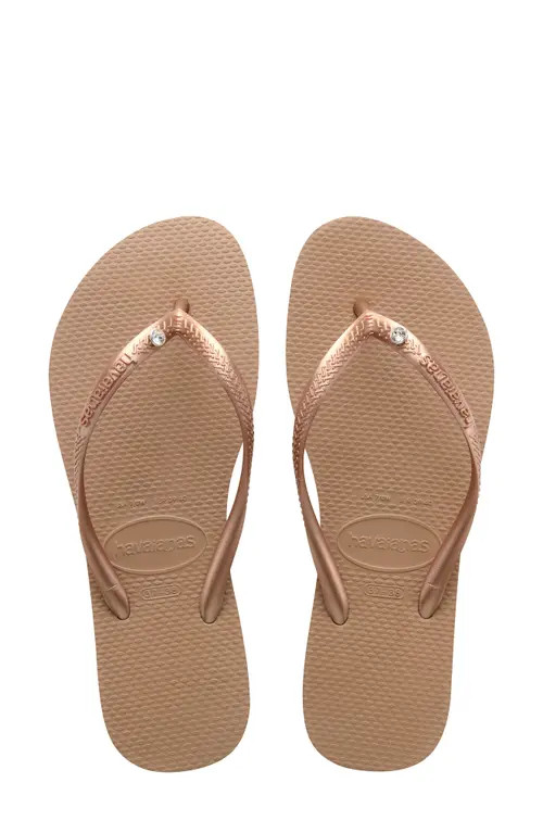 Havaianas Slim Crystal Flip Flop in Rose Gold at Nordstrom, Size 7 | Nordstrom