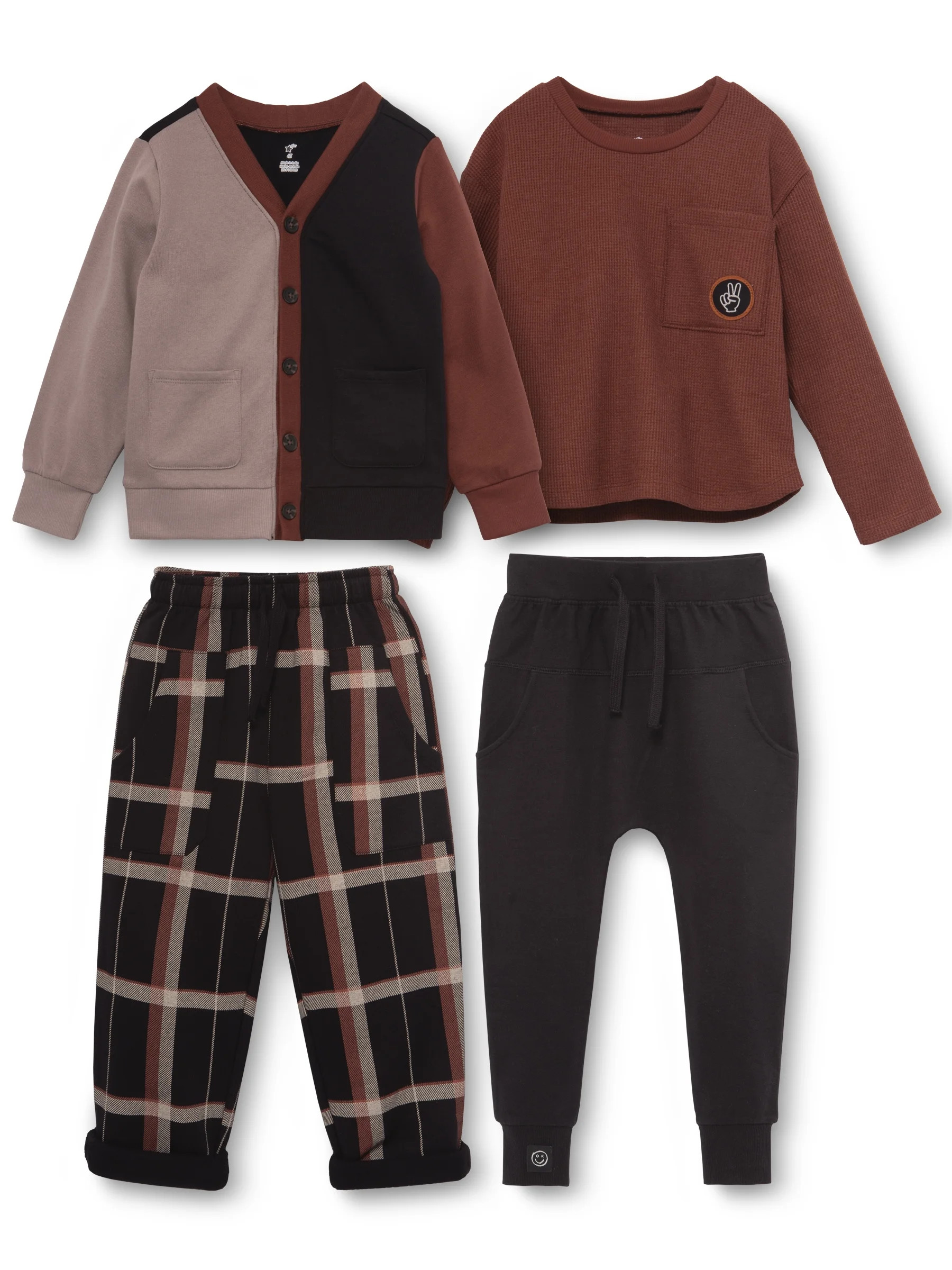 Little Star Organic Toddler and Kids Boys Mix & Match Outfit Set, 4-Piece Set, Sizes 12M-10 | Walmart (US)