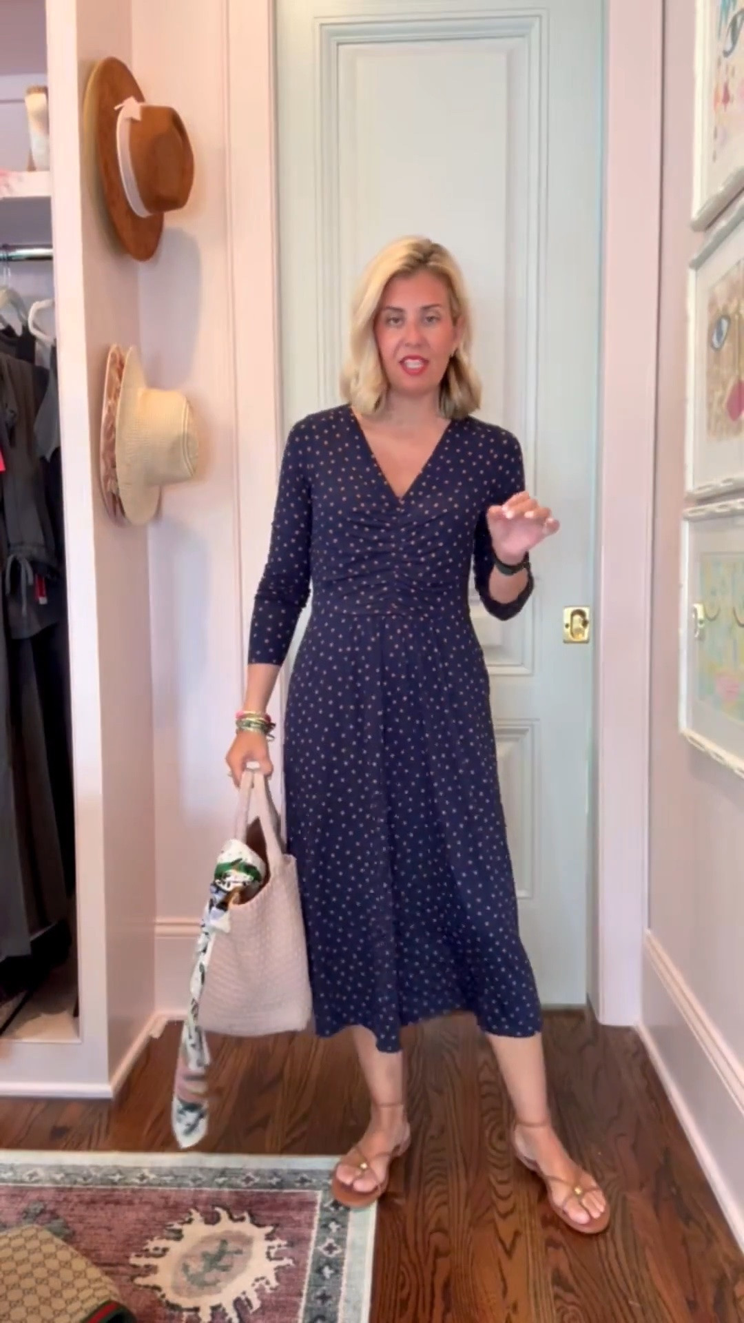 Oh the cuteness!! The cinching makes this dress so flattering and the fabric is fabulous! I’m in size 4 (need 2) dress & 8 sandal. 

Codes:
Boden - WXNW 
Allie + Bess - Catherine20

#LTKdayinmylife #LTKOver40 #LTKSeasonal