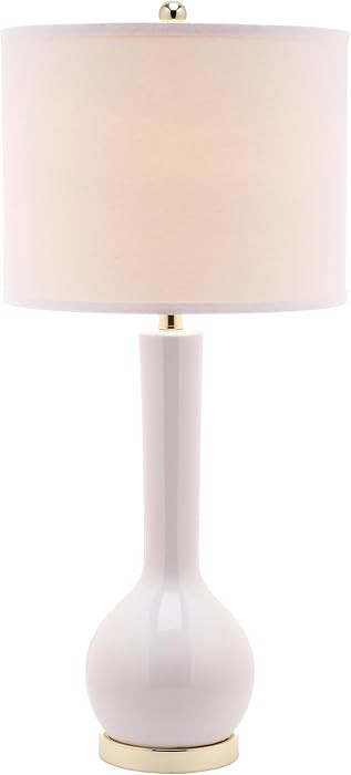 SAFAVIEH Lighting Collection Mae Long Neck Modern Contemporary White Ceramic 31-inch Bedroom Living Room Home Office Desk Nightstand Table Lamp Set of 2 (LED Bulbs Included) | Amazon (US)