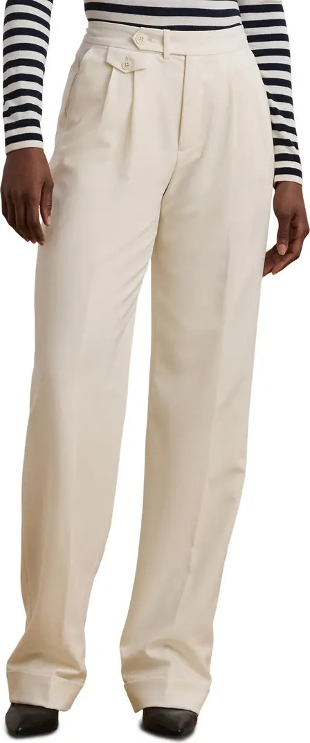 Pleated Wool Twill Straight Leg Pants | Nordstrom