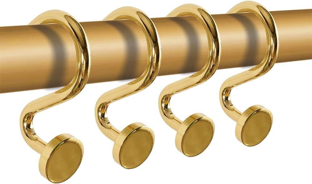 Estmy Modern Gold Decorative Shower Curtain Hooks Rings Set of 12, Luxury Heavy Duty 6.0mm Metal ... | Amazon (US)