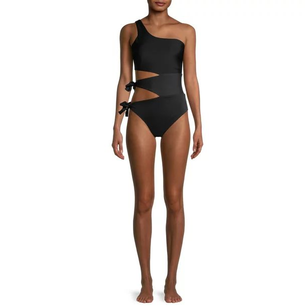 Time and Tru Women's Cut Out Bunny Tie One-Piece Swimsuit | Walmart (US)