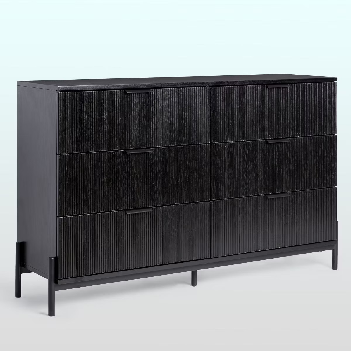 Saracina Home 6 Drawer with Reeded Fronts Dresser Black: Mid-Century Modern, MDF, Metal Glides, 9... | Target