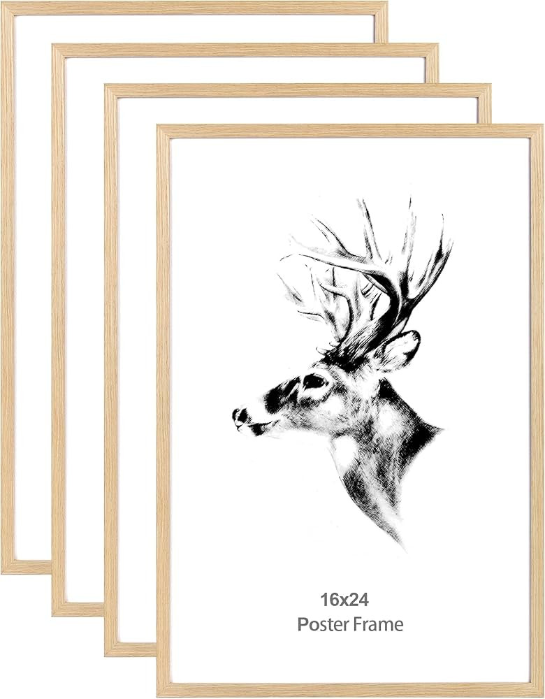 Yaetm 16x24 Frame Set of 4, Solid Oak Wood Poster Frame 16 x 24 inches, Wall Gallery 16x24 Pictur... | Amazon (US)