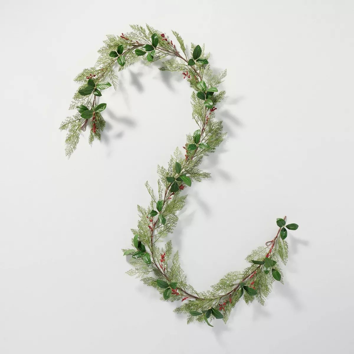 Faux Cedar & Magnolia Leaf with Winterberries Christmas Garland - Hearth & Hand™ with Magnolia | Target