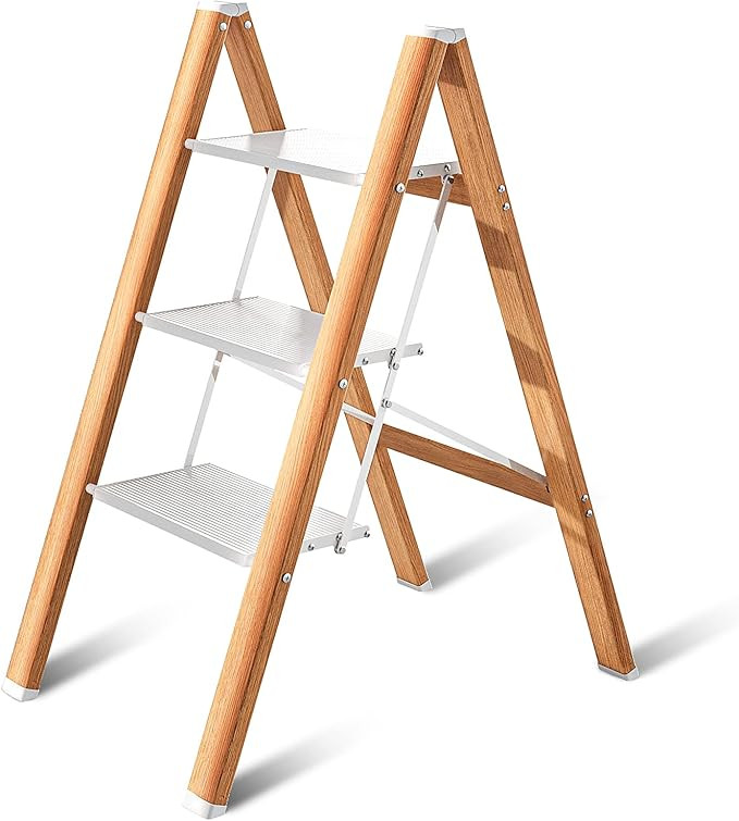 3 Step Stool Aluminum Lightweight Folding Step Stool Wide Anti-Slip Pedal 330 Lbs Capacity Home K... | Amazon (US)