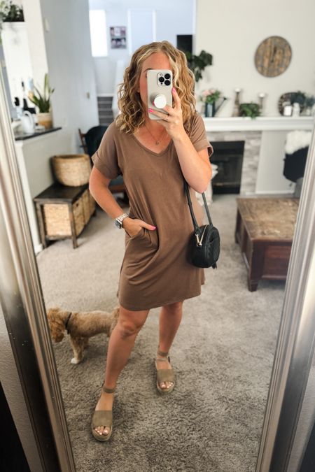 Casual tshirt dress from amazon, fits TTS, wearing a small. Paired with a black crossbody bag, and platform sandals, fit tts. 

// Summer outfits 2024, petite amazon fashion, summer dresses, casual mom outfit ideas, summer outfit amazon, Amazon outfit ideas, casual outfit ideas, spring outfit inspo, casual fashion, amazon summer fashion, amazon casual outfit, cute casual outfit, outfit inspo, outfits amazon, outfit ideas, amazon shoes, Amazon bag, purse, size 4-6, casual summer outfits, casual outfit ideas everyday, summer fashion #ltkfindsunder100 