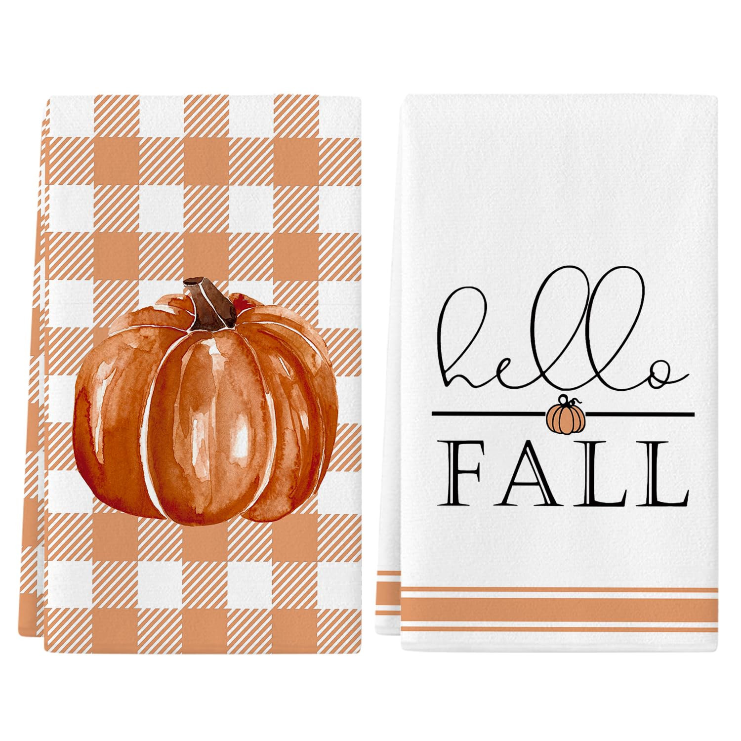 Siilues Fall Kitchen Towels Set of 2,18x26 Inch Pumpkin Hand Towels Hello Fall Decorations for Ho... | Amazon (US)