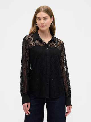 Relaxed Sheer Lace Shirt | Gap Factory