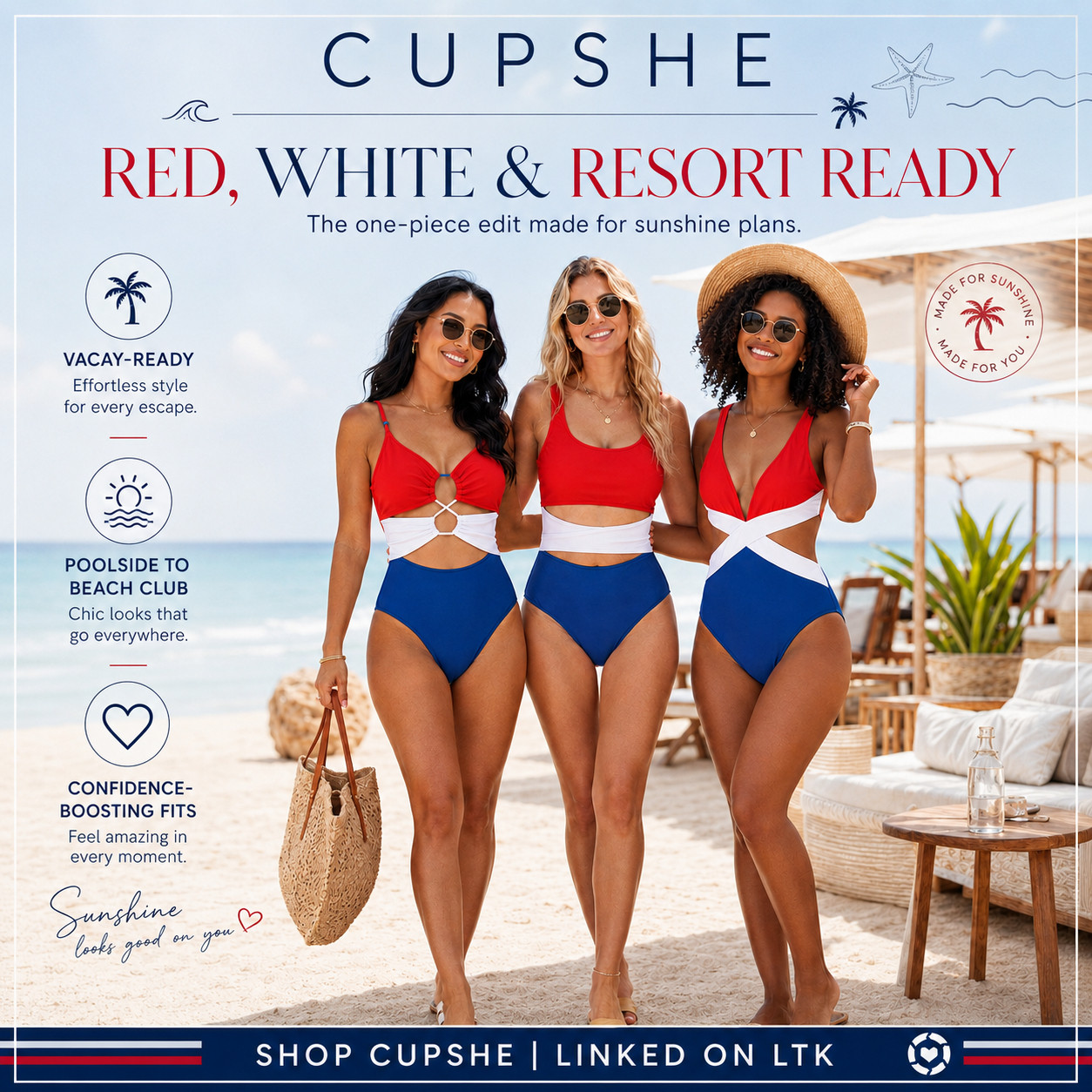 @Cupshe Elevated Swim | Red, White & Blue USA One Piece Swimsuits

Red, white, and resort-ready one-piece swimsuits that make summer swimwear feel polished, flattering, and instantly vacation-ready 🇺🇸

These CUPSHE one-piece swimsuits are perfect if you want patriotic swimwear that still feels chic, wearable, and elevated beyond just Fourth of July weekend.

The red, white, and blue color-blocked details are what make this edit feel so good — festive enough for Fourth of July, Memorial Day, Labor Day, beach trips, pool days, lake weekends, boat days, resort vacations, and sunny summer plans, but still classic enough to rewear all season.

What I love about these is that they give holiday swimwear without feeling cheesy!!

They have that flattering resort-ready one-piece look that feels confident, pulled together, and easy to wear for poolside photos, beach clubs, girls’ trips, family vacations, backyard BBQs, or throwing on a coverup for an easy pool-to-lunch outfit.

The one-piece style makes these feel a little more polished and secure than a bikini, while the cutout and color-block details still keep them fun, feminine, and eye-catching.

These are especially good if you want affordable CUPSHE swimsuits that feel flattering, confidence-boosting, vacation-ready, and easy to style with a white linen shirt, denim shorts, raffia tote, straw hat, sunglasses, gold jewelry, slides, or simple sandals.

I did the digging for you — if you’ve been wanting cute CUPSHE one-piece swimsuits, red white and blue swimwear, patriotic swimsuits, Fourth of July swimsuits, vacation swimsuits, resort-ready one-pieces, or affordable summer swimwear that still looks elevated, these are the pieces I’d check first before sizes and prints start moving!!

📌 SAVE this for your Fourth of July swimwear, beach trip, and summer vacation outfit planning.

↓ Everything is linked!

#LTKSaleAlert #LTKSwim #LTKTravel