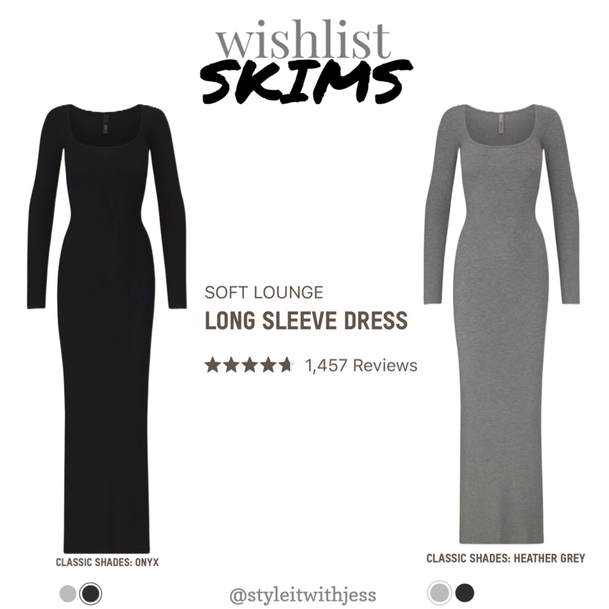 SKIMS soft lounge LONG SLEEVE DRESS 🖤🩶

#LTKover40 #LTKstyletip #LTKU