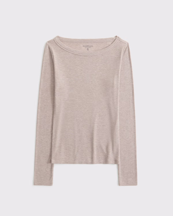 Long-Sleeve Boatneck Featherweight  Rib Top | Abercrombie & Fitch (US)