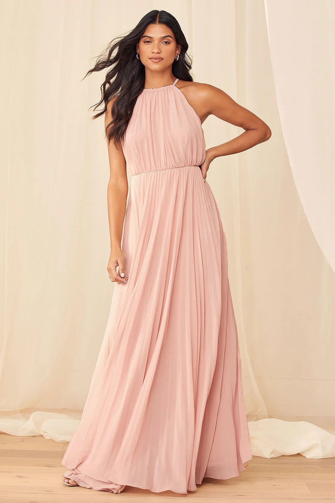 True Adoration Blush Sleeveless Pleated Maxi Dress | Lulus (US)