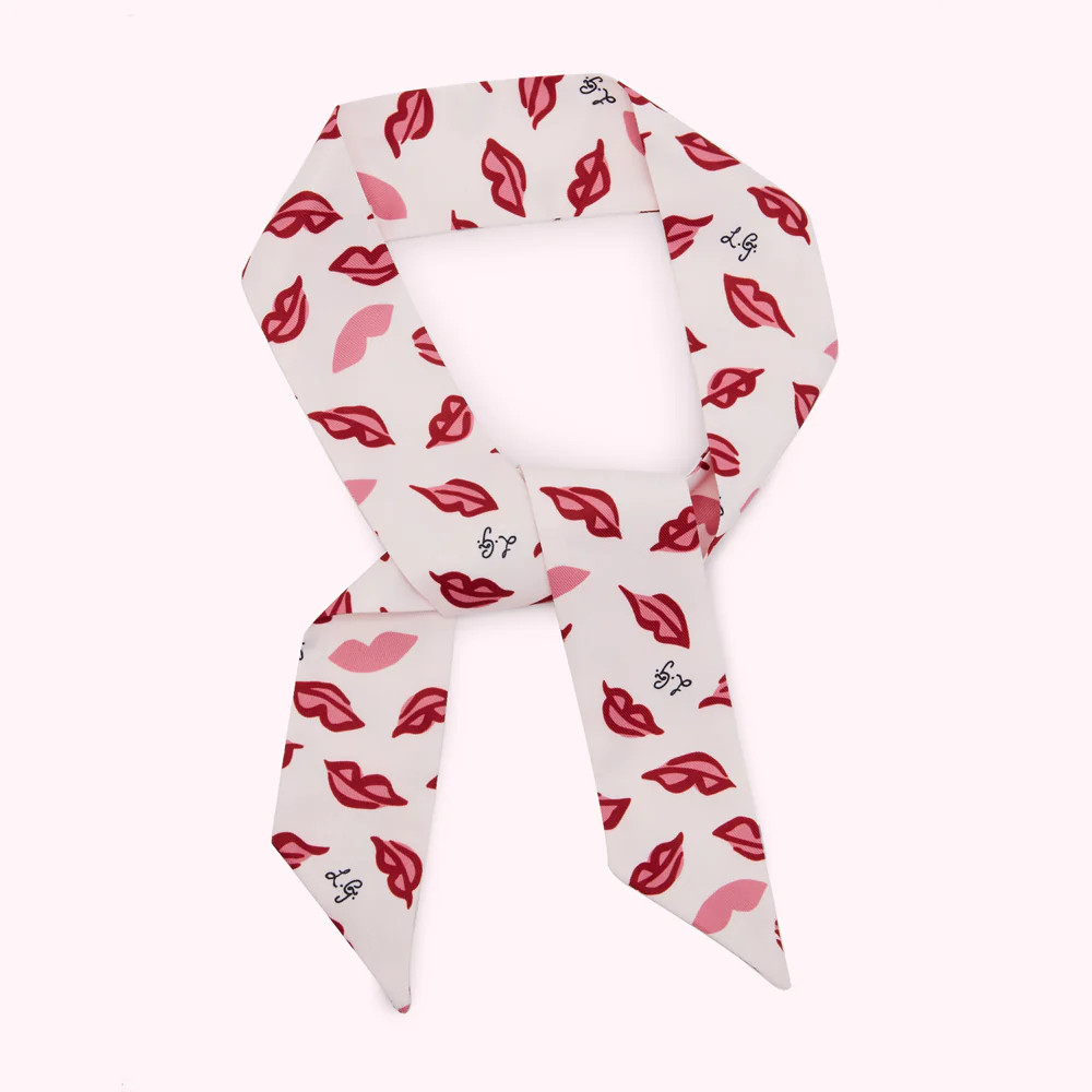 BLUSH PAINTERLY LIPS SKINNY BAG SCARF | Lulu Guinness (UK)