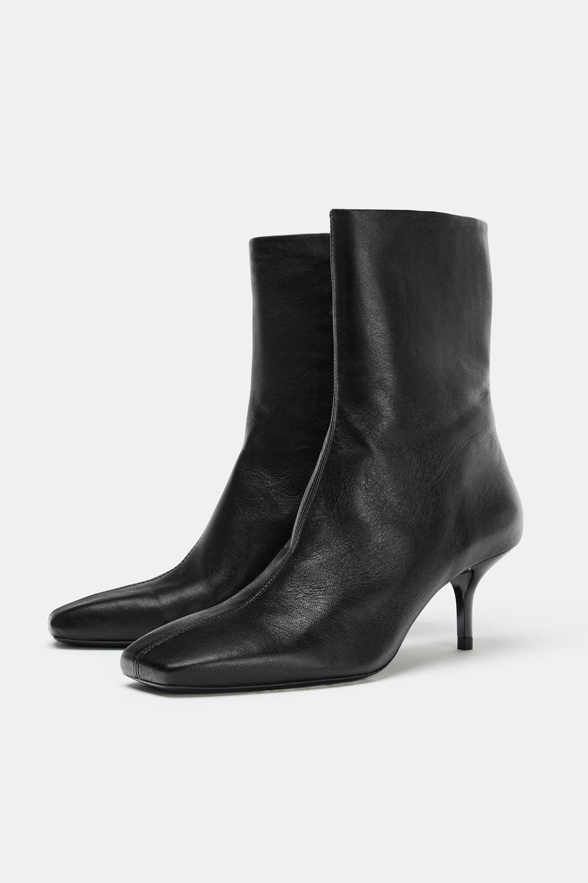 SOFT LEATHER STILETTO ANKLE BOOTS | Zara US