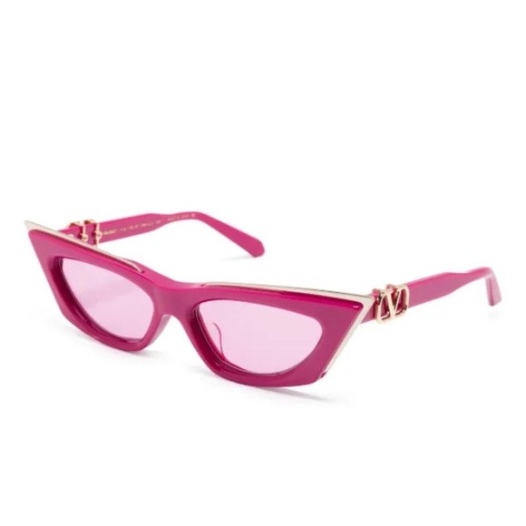 VALENTINO GARAVANI EYEWEAR V Logo Goldcut Cat Eye Sunglasses Pink Fuchsia | Poshmark