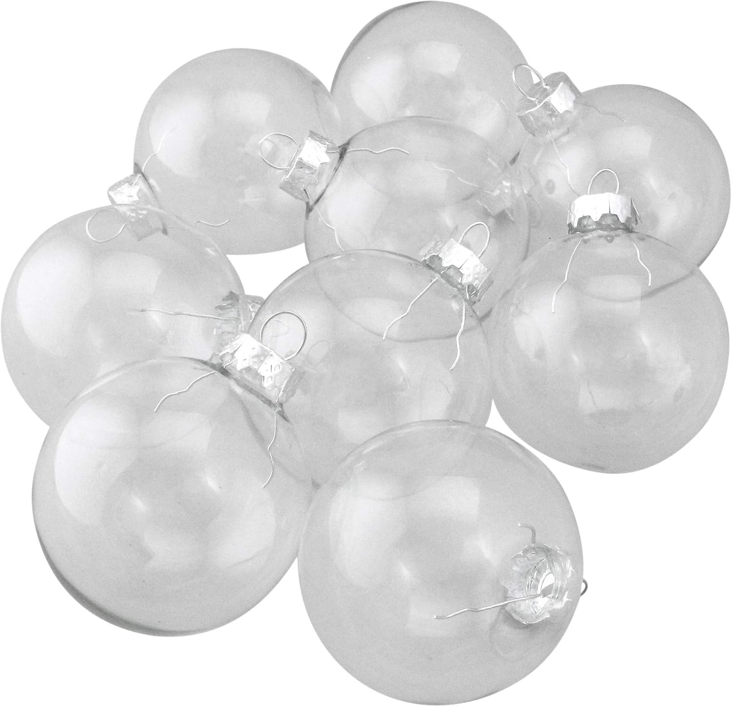 Northlight 9ct Shiny Clear Glass Christmas Ball Ornaments 2.5" (65mm) | Amazon (US)