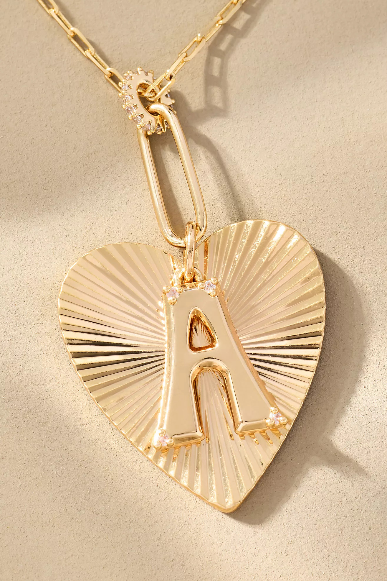 Fluted Heart Pendant Monogram Necklace | Anthropologie (US)