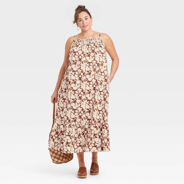 Women's Sleeveless Tiered Dress - Universal Thread™ Brown Floral | Target
