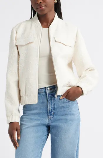 Caslon® Bouclé Bomber Jacket | Nordstrom | Nordstrom