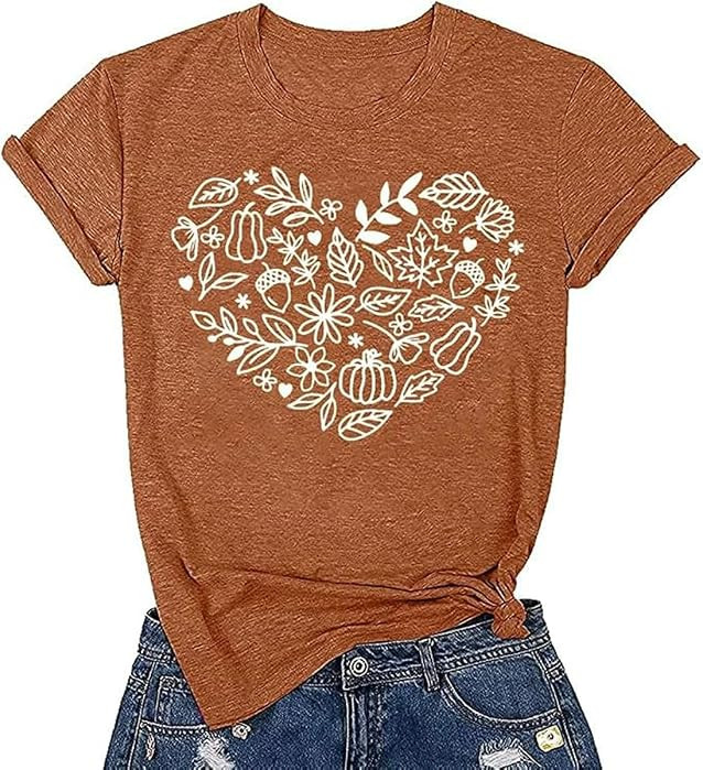 Fall Pumpkin Shirts Women Family Halloween Thanksgiving Tops Cute Autumn Thankful Pumpkin Fall Gr... | Amazon (US)