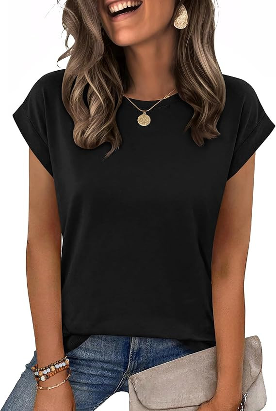 Zeagoo Womens Tops Summer Casual Cap Sleeve Tshirts Shirts Business Dressy Spring Fashion Outfits... | Amazon (US)