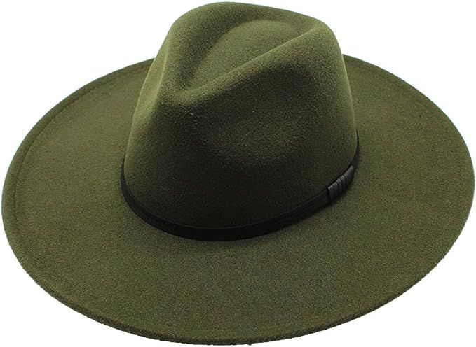 ASO-SLING Men & Women Wide-Brimmed Elegant Felt Fedora Hat with Belt Lady Plain Colours Wool Pack... | Amazon (US)