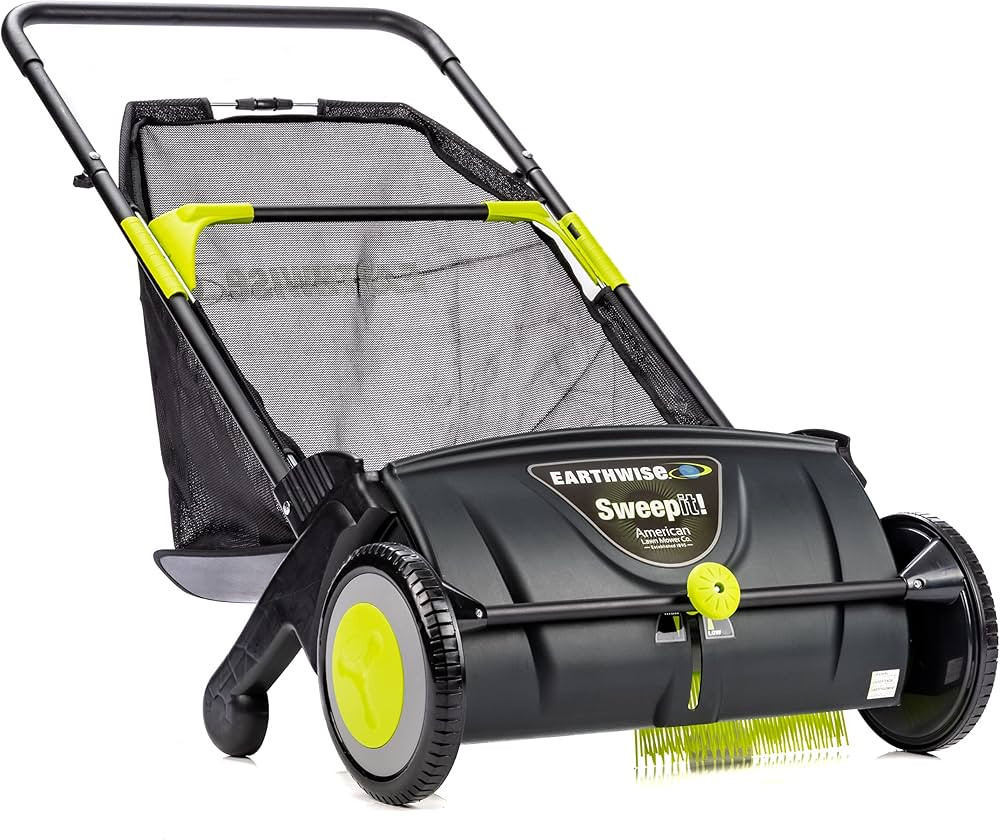 Earthwise LSW70021 21-Inch Width Leaf & Grass Push Lawn Sweeper, Black | Amazon (US)