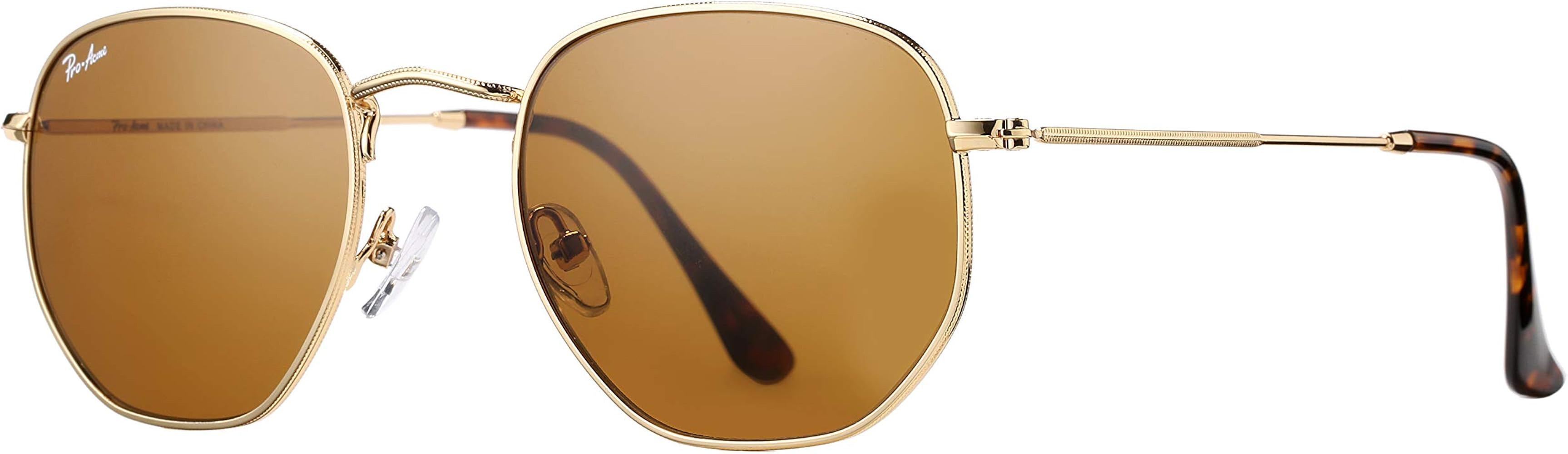 Pro Acme Small Square Sunglasses for Women Men 100% Real Glass Lens Hexagonal Frame | Amazon (US)