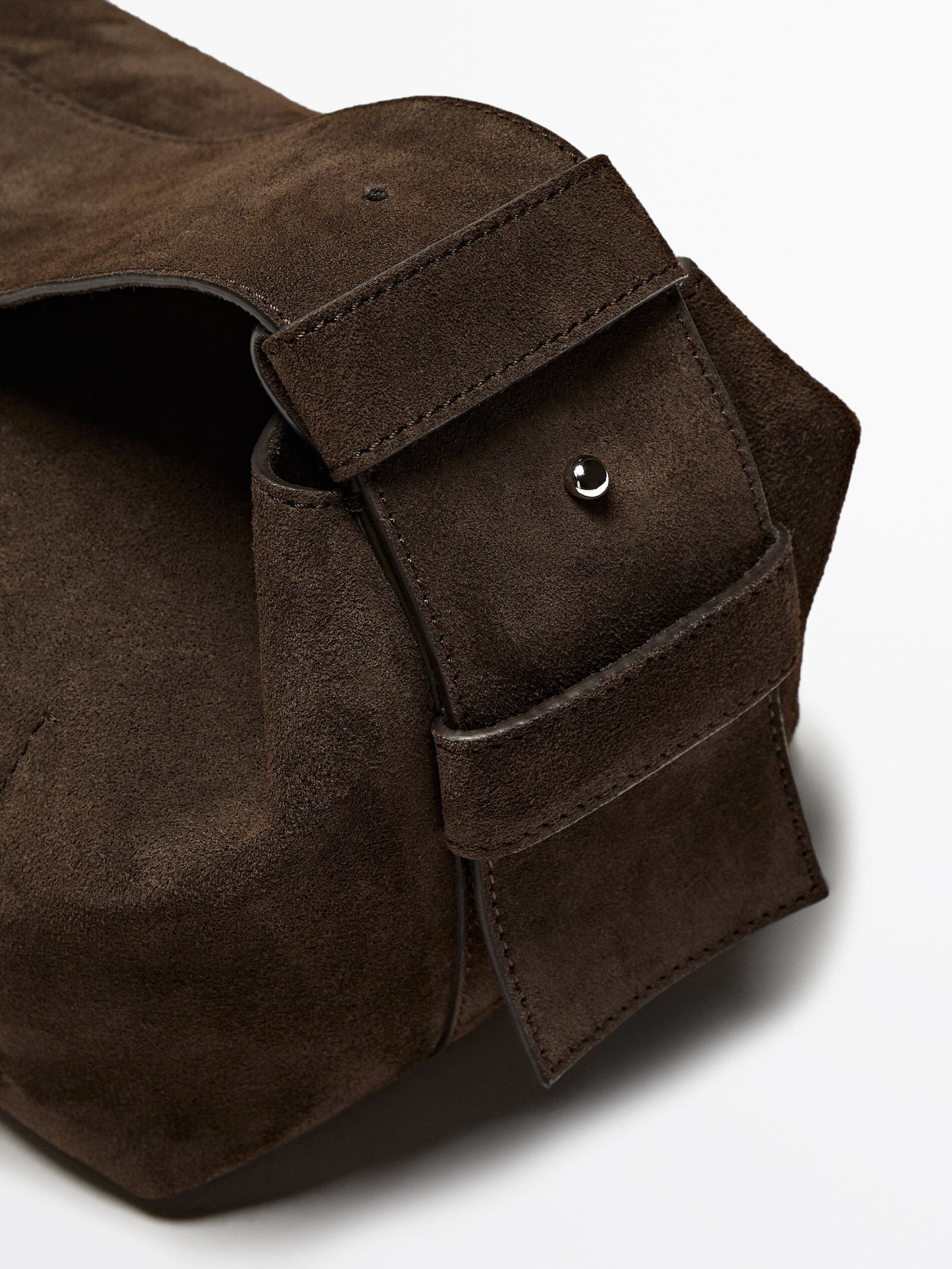 Split suede leather shoulder bag | Massimo Dutti UK