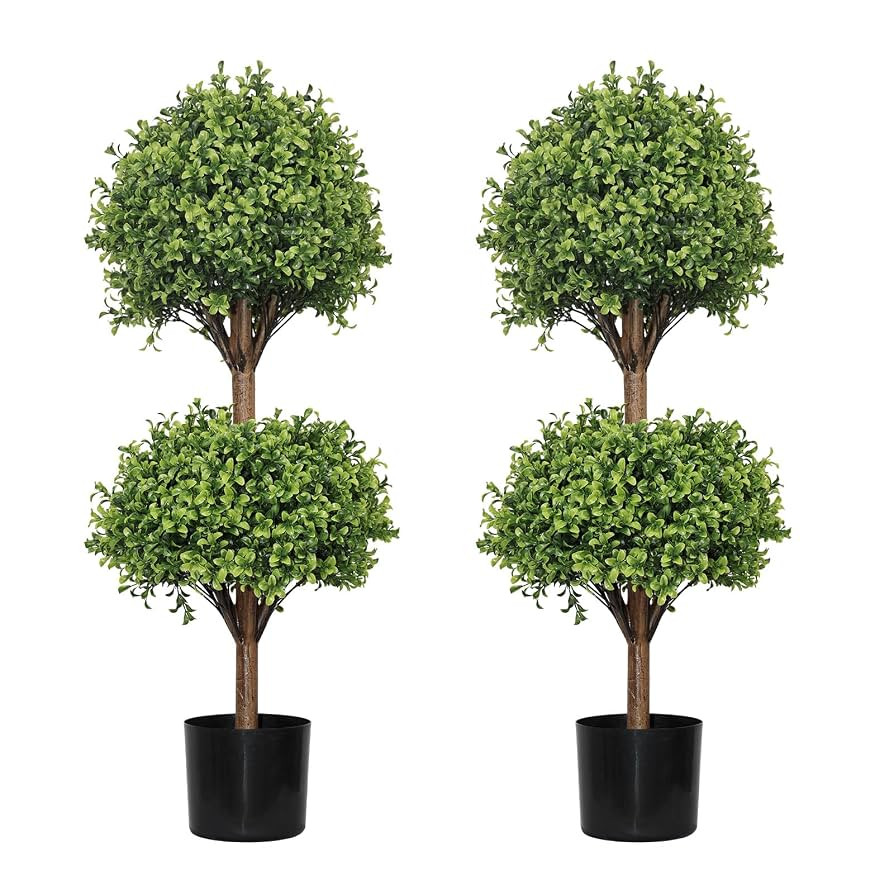 THE BLOOM TIMES 40" Artificial Boxwood Topiary Double Ball Trees, Set of 2 UV, Amazon Home ... | Amazon (US)