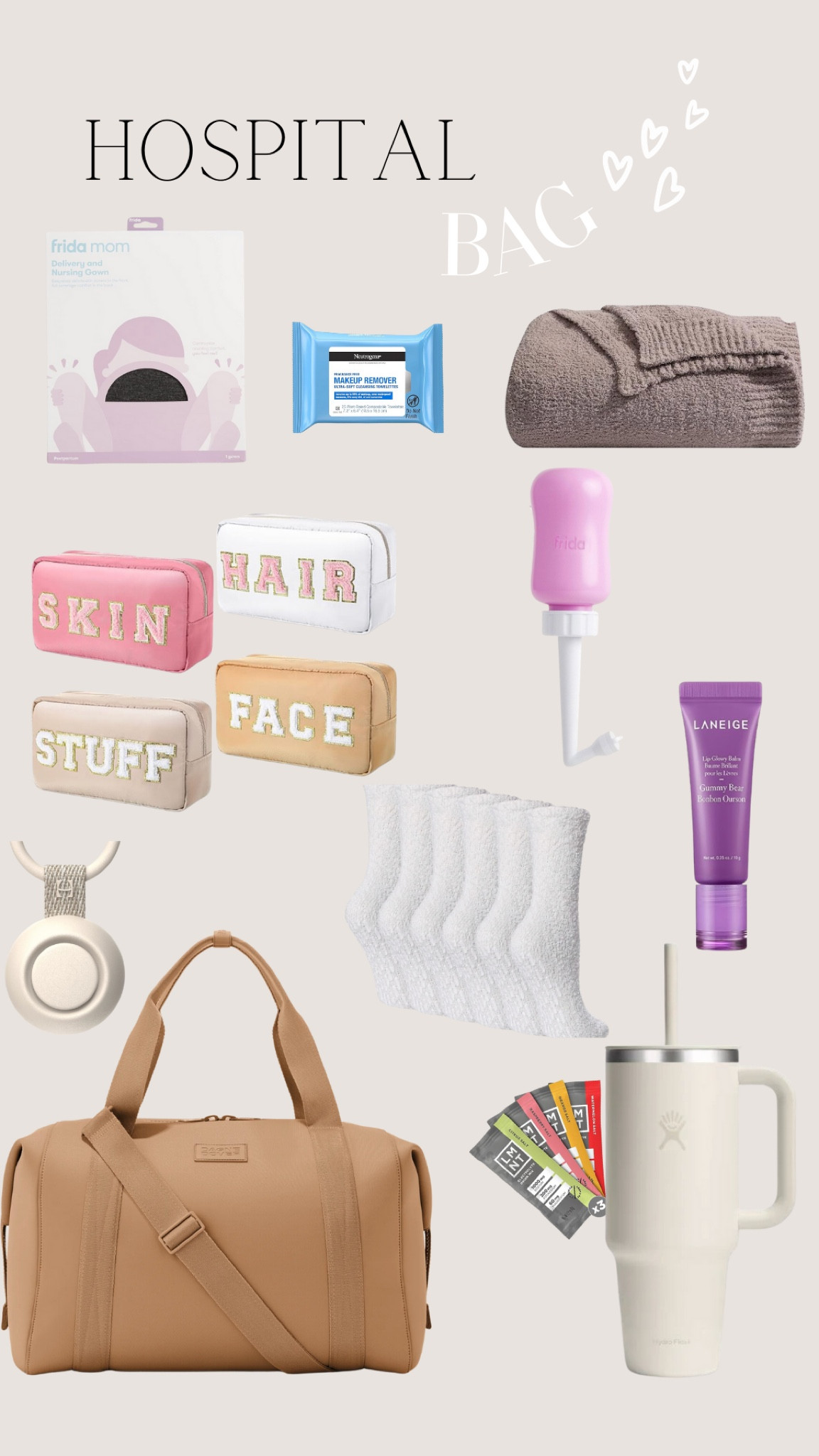 Hospital bag necessities 🤍 I loved having my own delivery gown - it was so much softer than what the hospital provides you. Bringing your own pillow and blanket is a must! Also wearing grippy socks is essential for when you’re getting up pre or post delivery to ensure you don’t slip. I also loved having my own sound machine to drown out some hospital background noise 🫶🏼 

Hospital bag | pregnancy | 2nd time mom | delivery 

#LTKbump #LTKbaby #LTKfamily