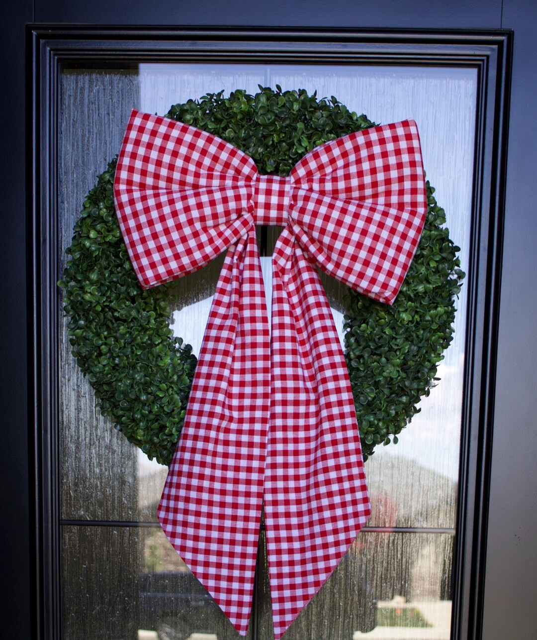 Patriotic Fabric Wreath Bow | 4th of July Wreath Bow | White and Red Bow | Gingham Wreath Bow | A... | Etsy (US)