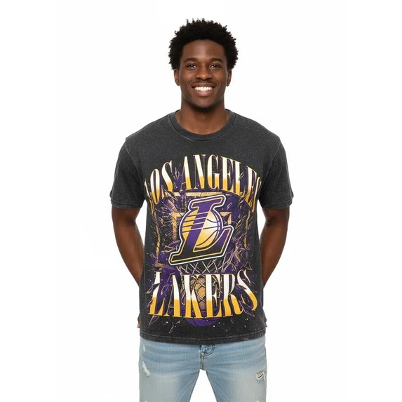 NBA Los Angeles Lakers Men's & Big Men's Front & Back Boxy Fit Mineral Wash Graphic T-Shirt, Size... | Walmart (US)